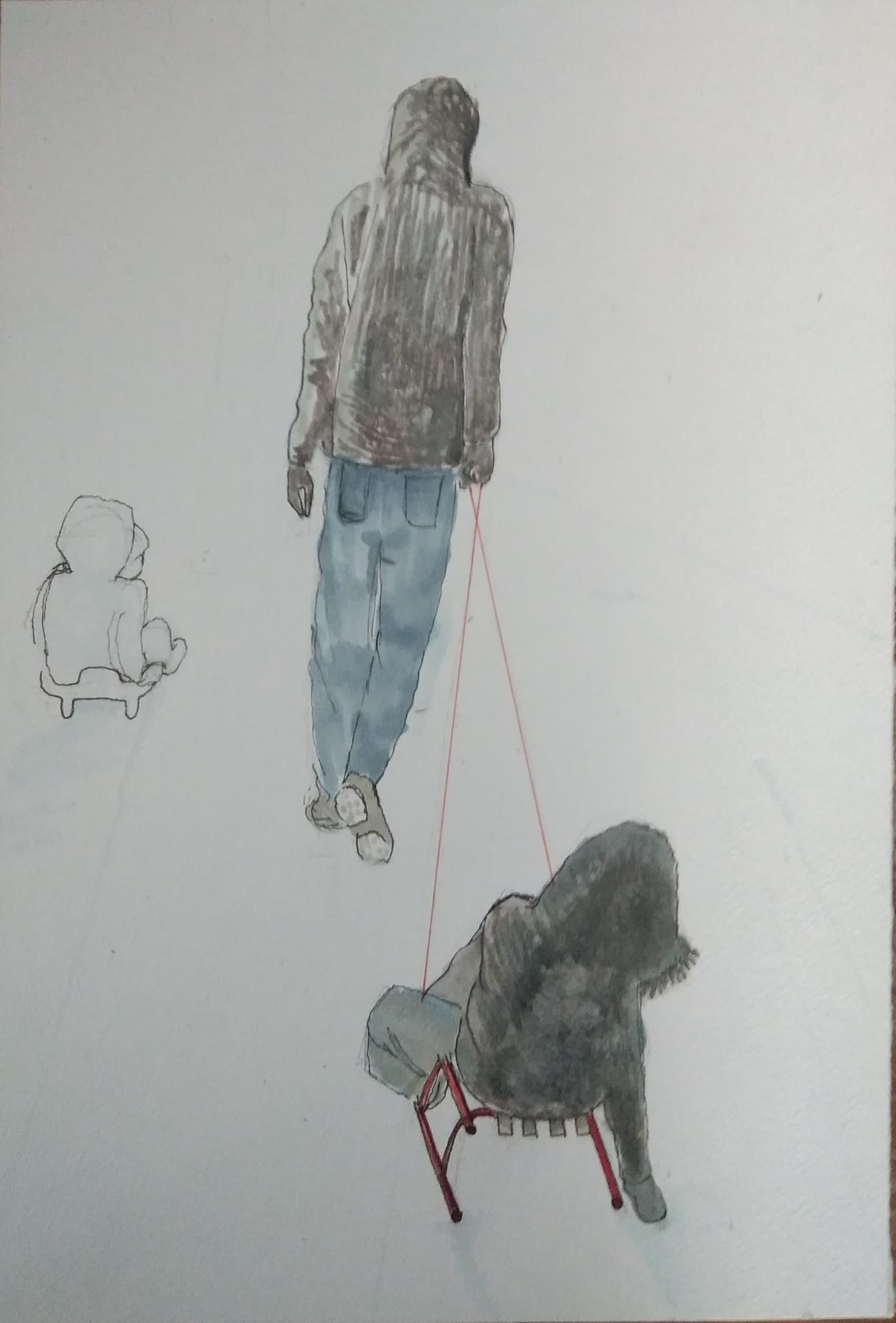 Sanki_2024_21x29,7 cm_ołówek i marker na papierze