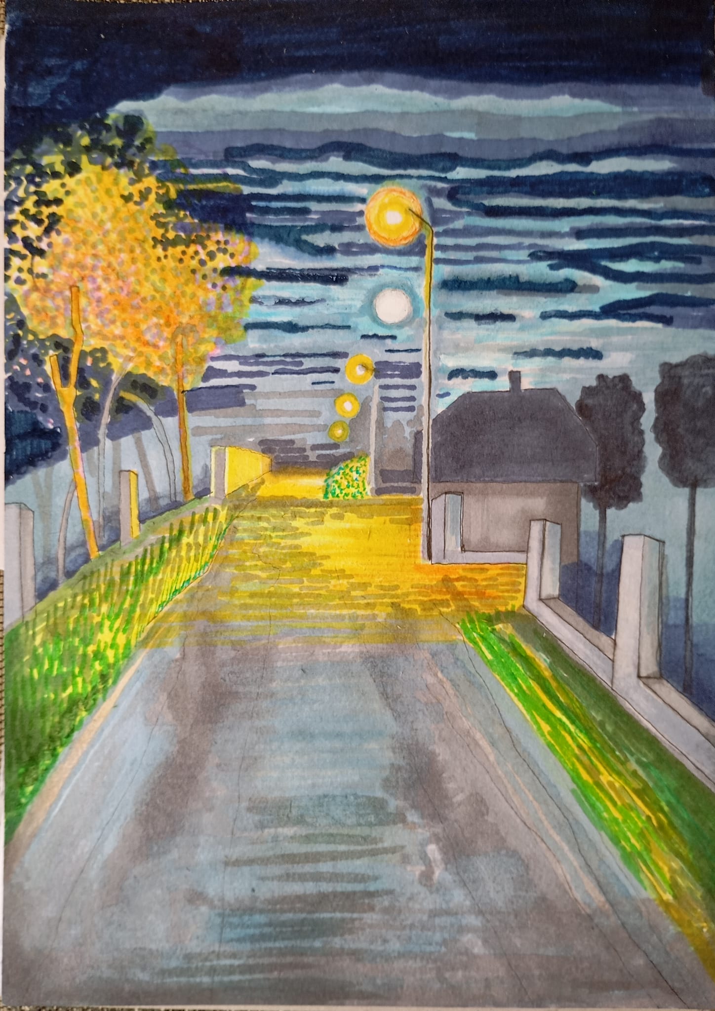 Ulica Opłotek_2024_21x29,7 cm_marker na papierze