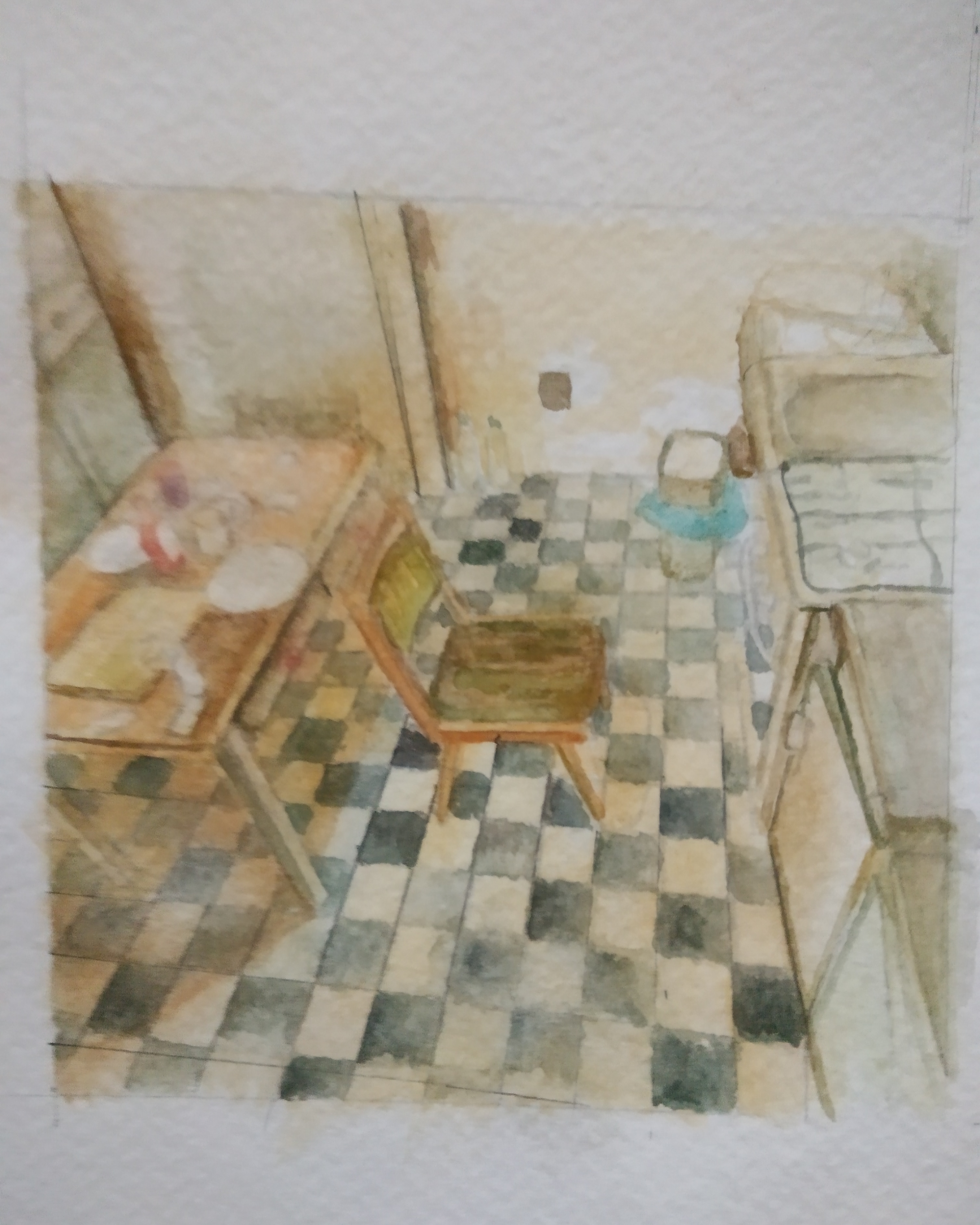 W kuchni_2008_18x18 cm_akwarela na papierze