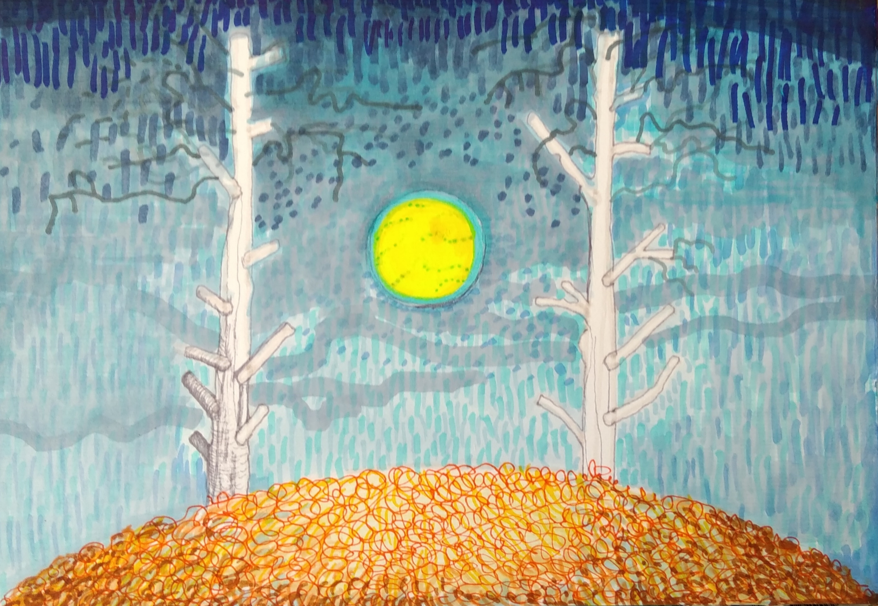 Opłotek1_2023_21x29,7 cm_cienkopis i marker na papierze