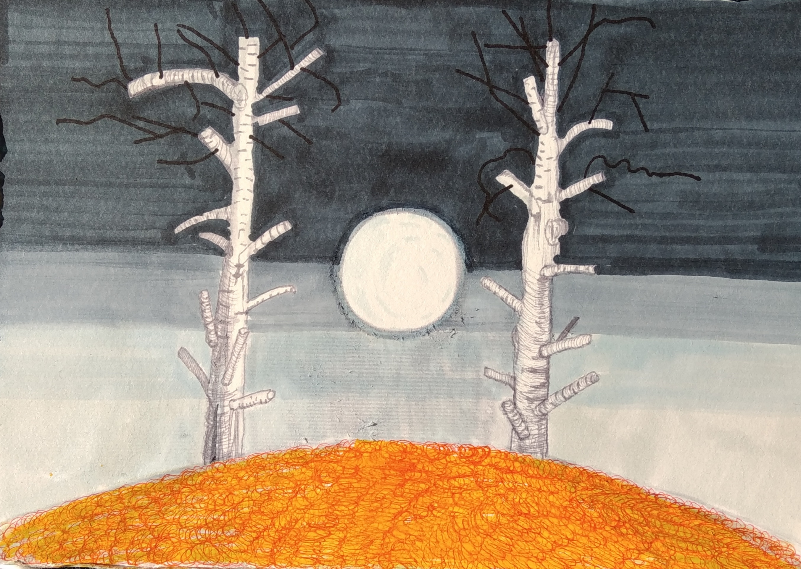 Opłotek2_2023_21x29,7 cm_cienkopis i marker na papierze