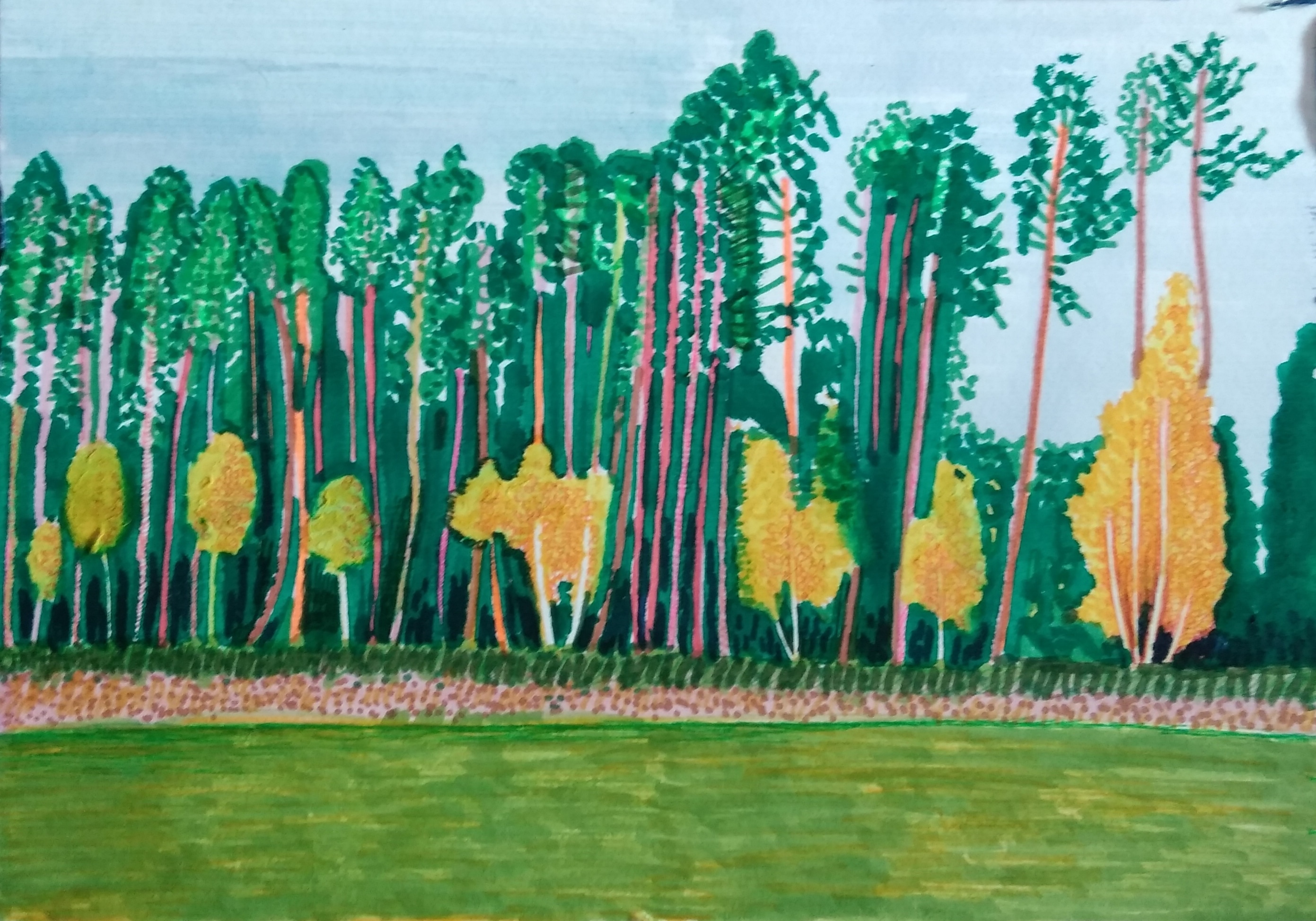 Wilcza Wola_2023_21x29,7 cm_cienkopis i marker na papierze