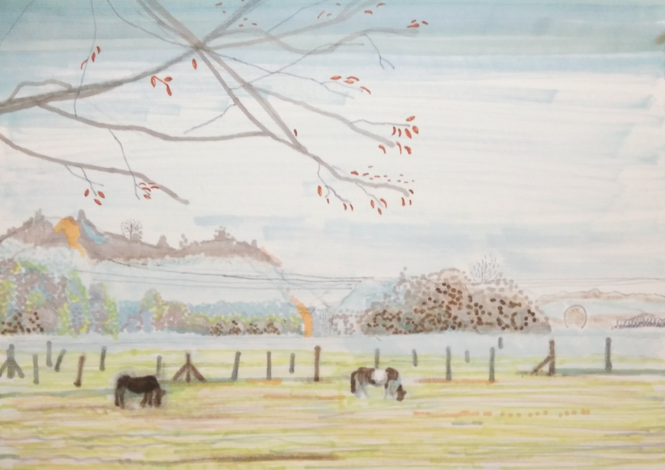 Pod wierzbą_2023_21x29,7 cm_cienkopis i marker na papierze