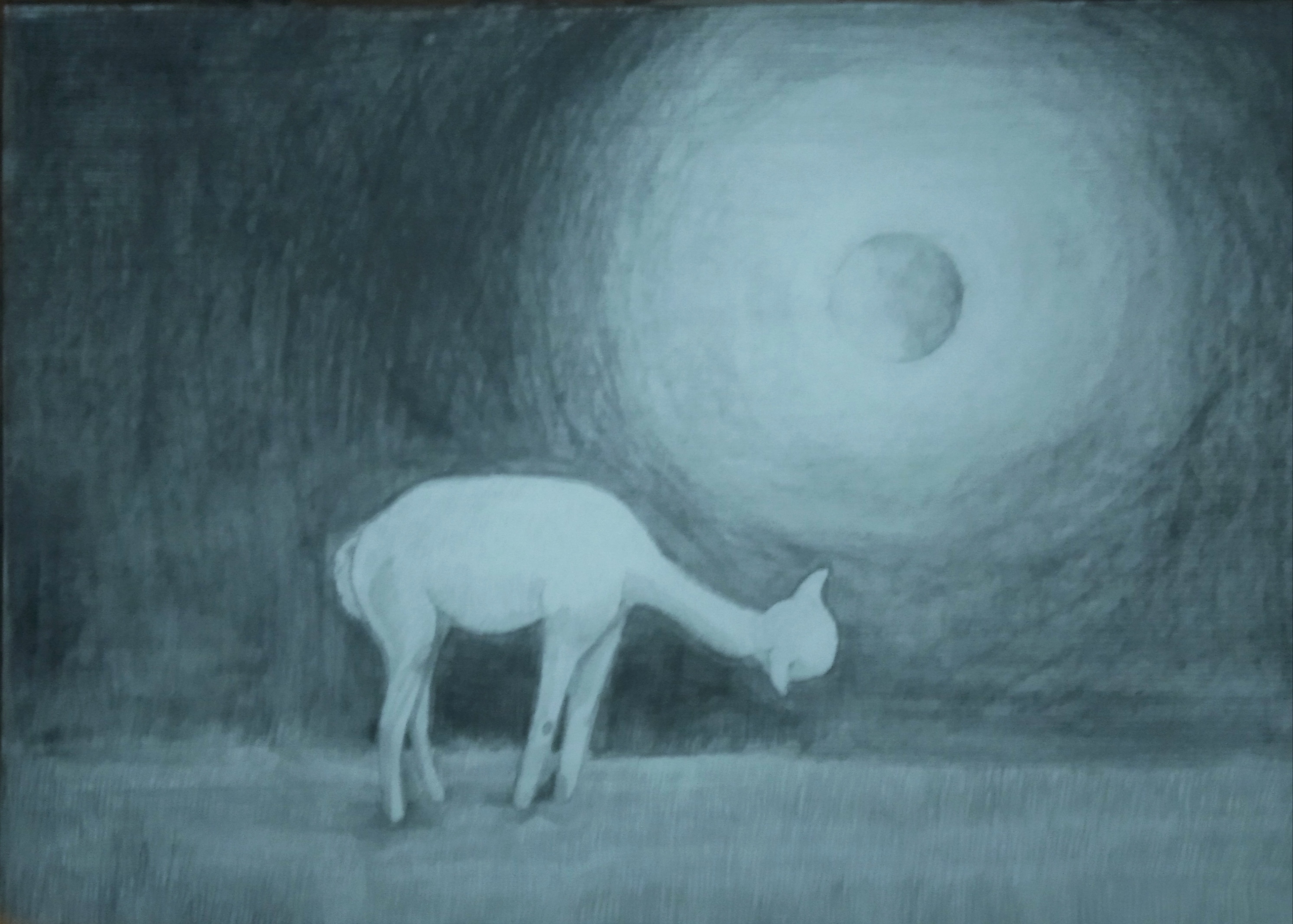 Alpaka i księżyc3_2023_21x29,7 cm_cienkopis i marker na papierze