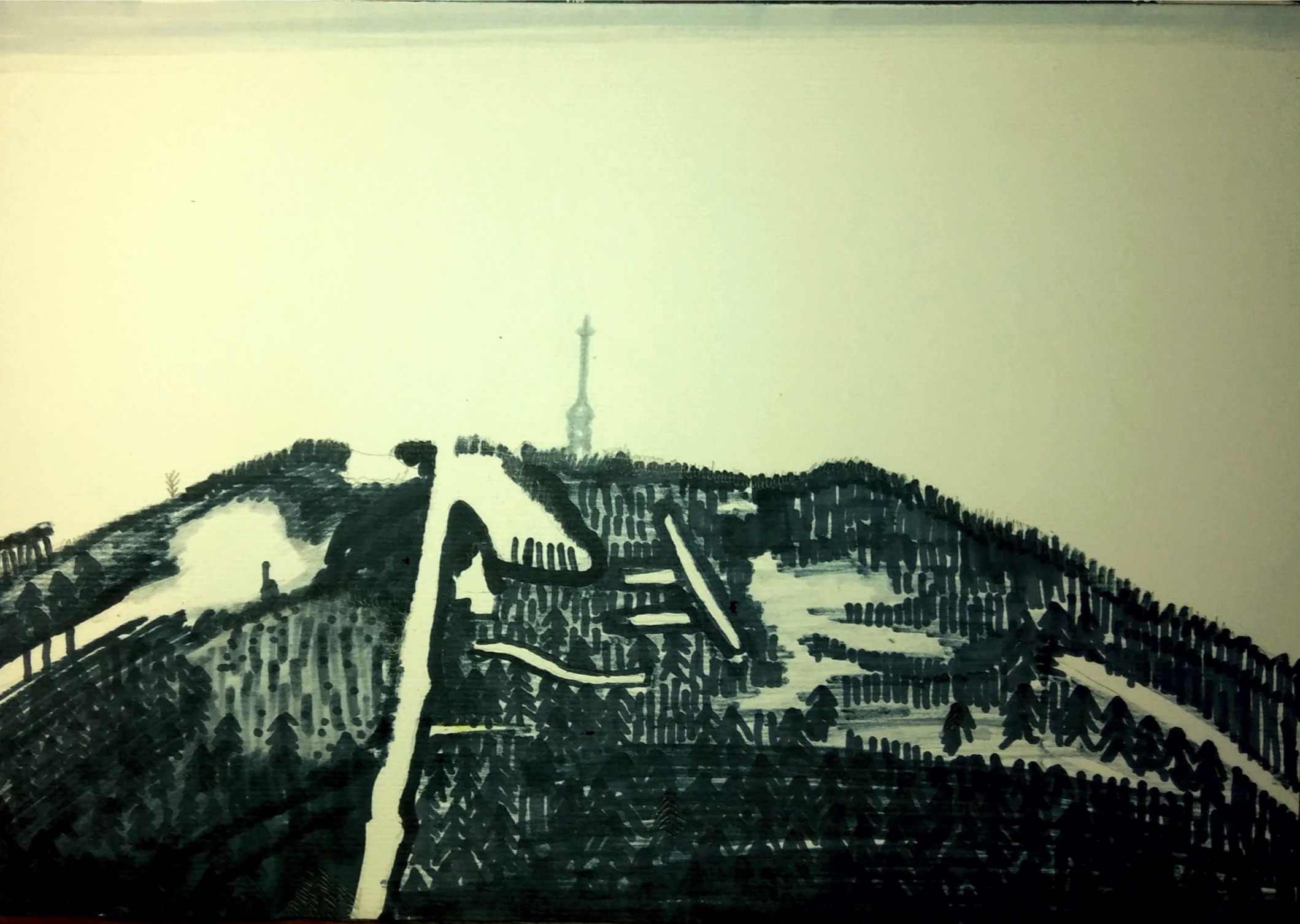 Skrzyczne_2023_21x29,7 cm_marker na papierze