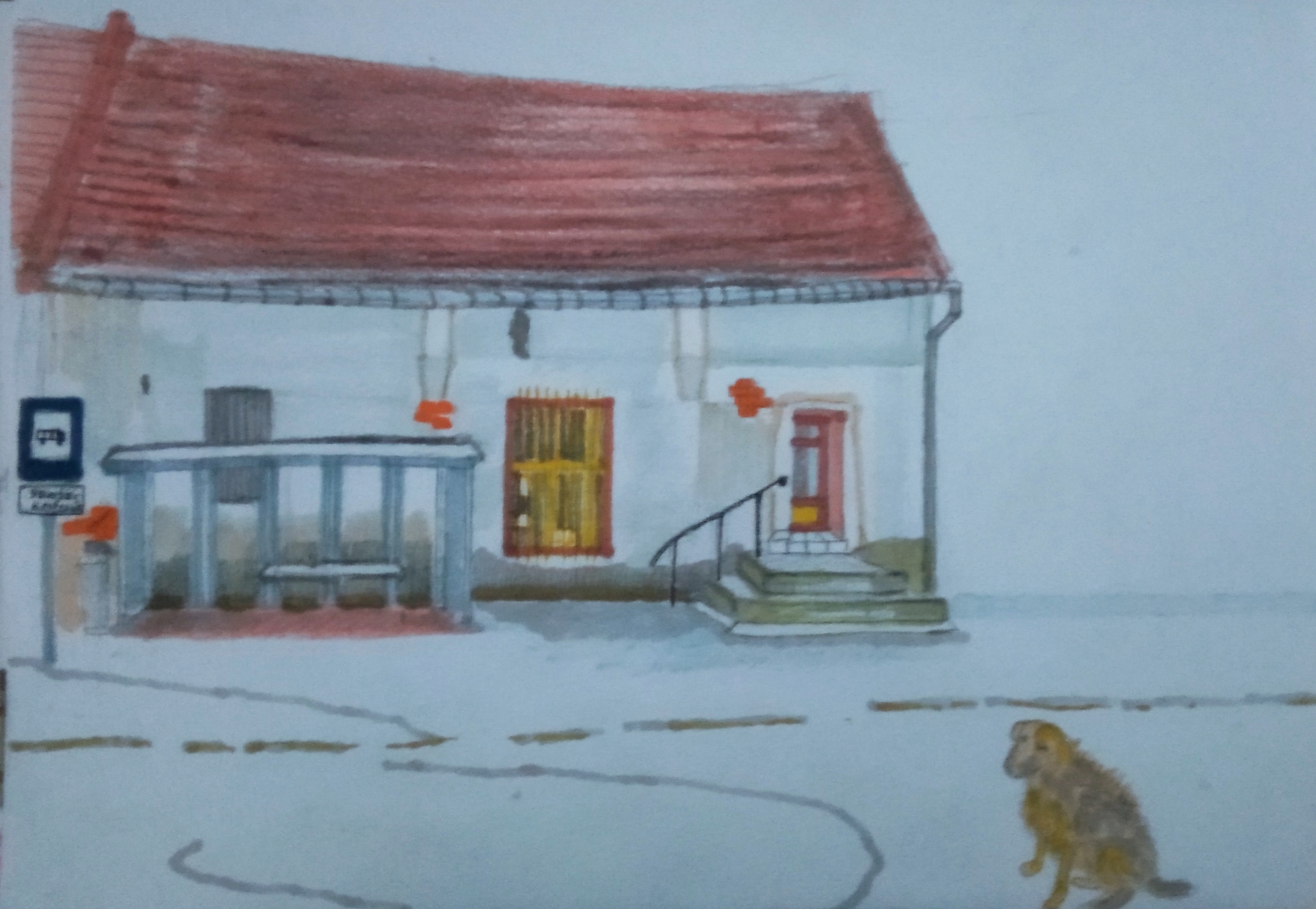 Przystanek_2024_21x29,7 cm_cienkopis i marker na papierze