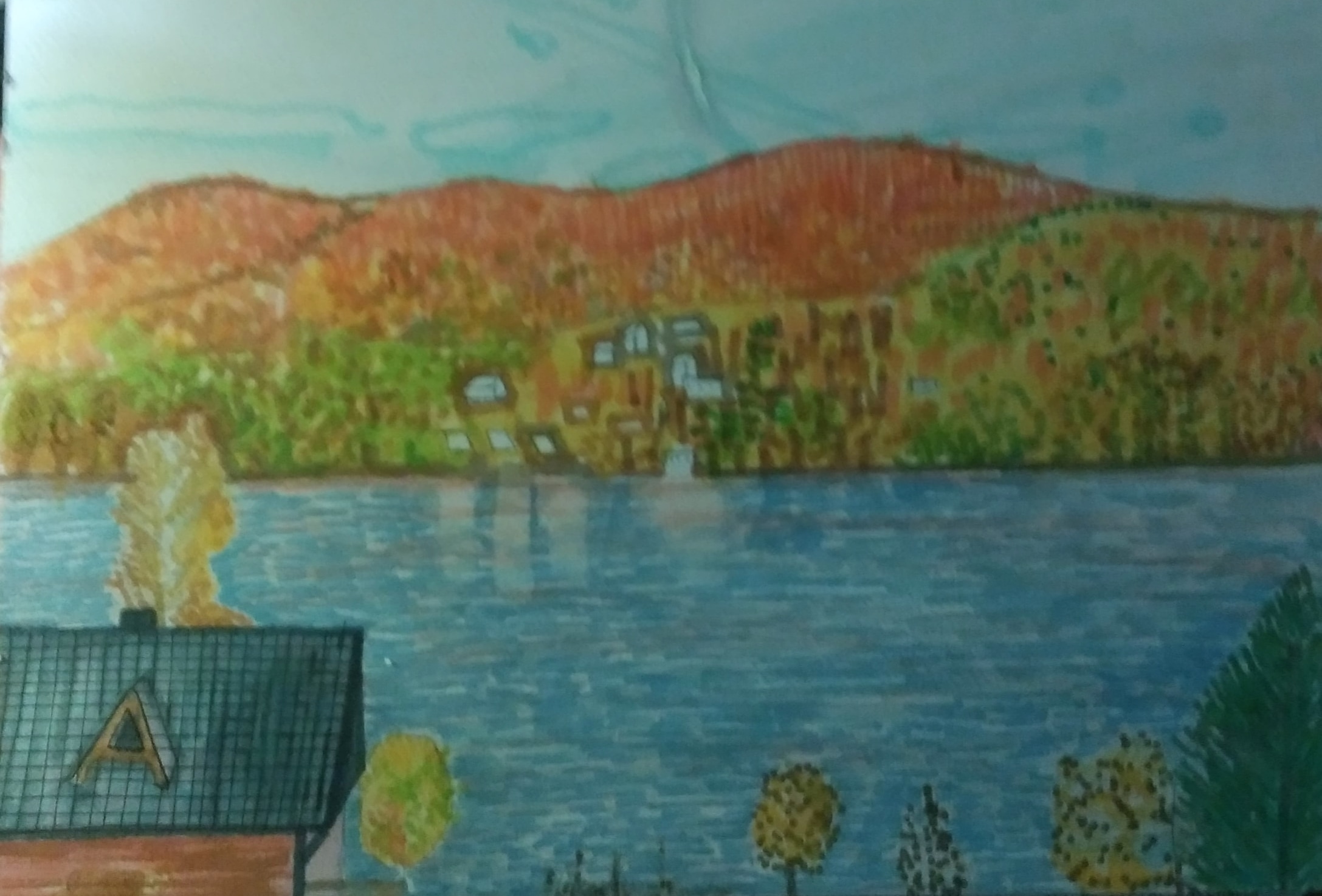 Jezioro żywieckie-1_2024_21x29,7 cm_marker na papierze