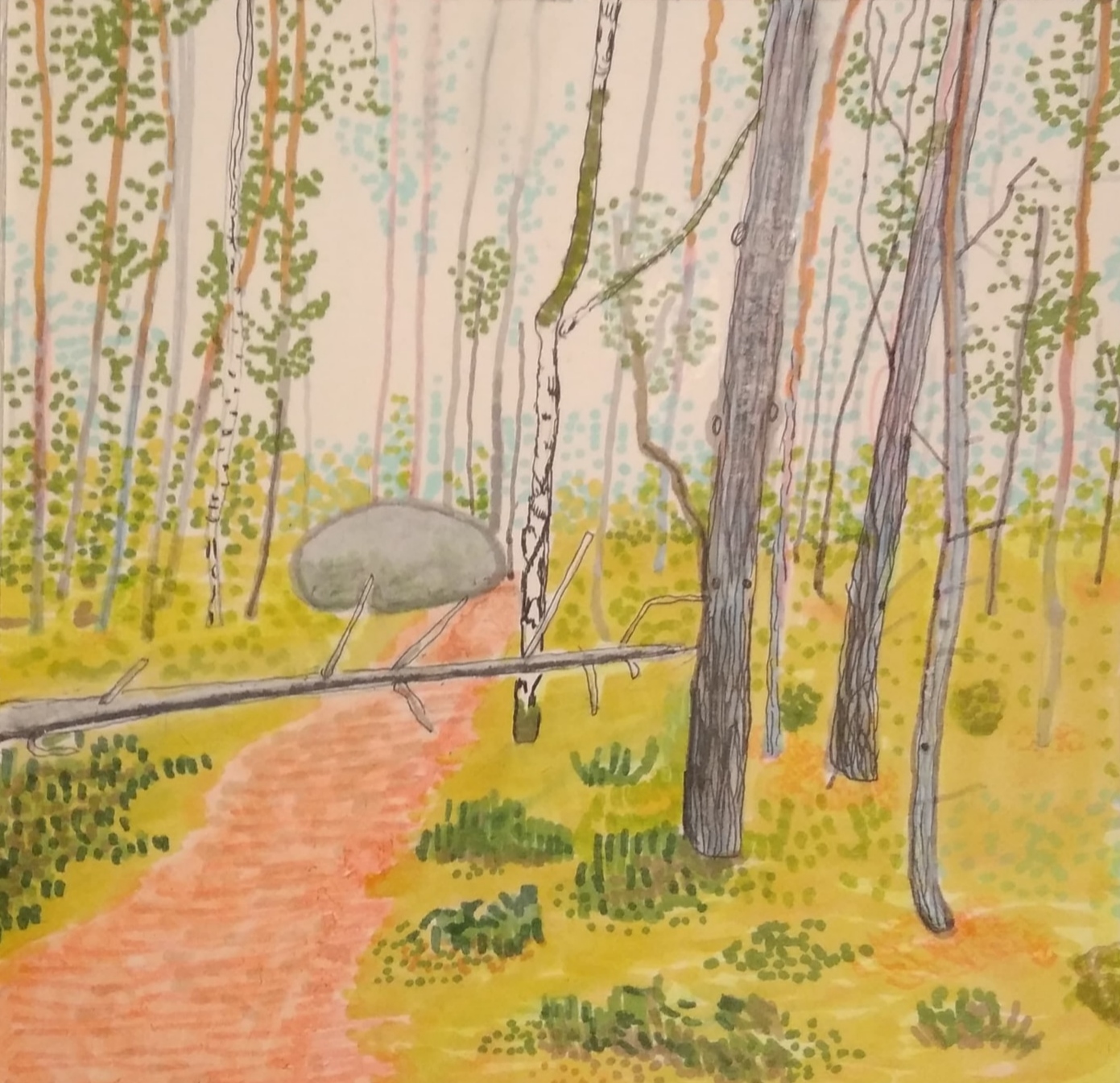 Las Fontainebleau_2024_21x29,7 cm_cienkopis na papierze