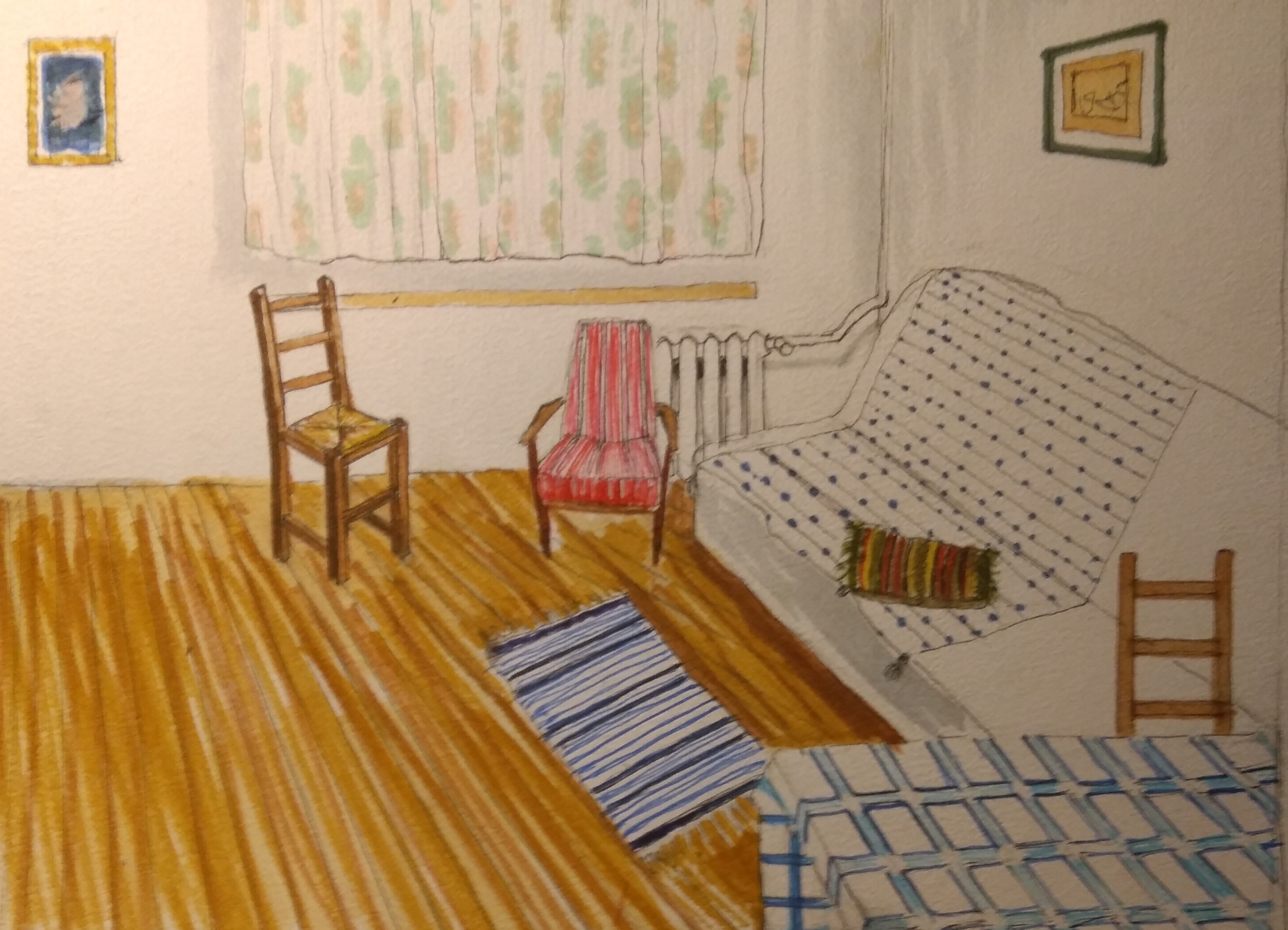 Pokój_2024_21x29,7 cm_cienkopis i marker na papierze