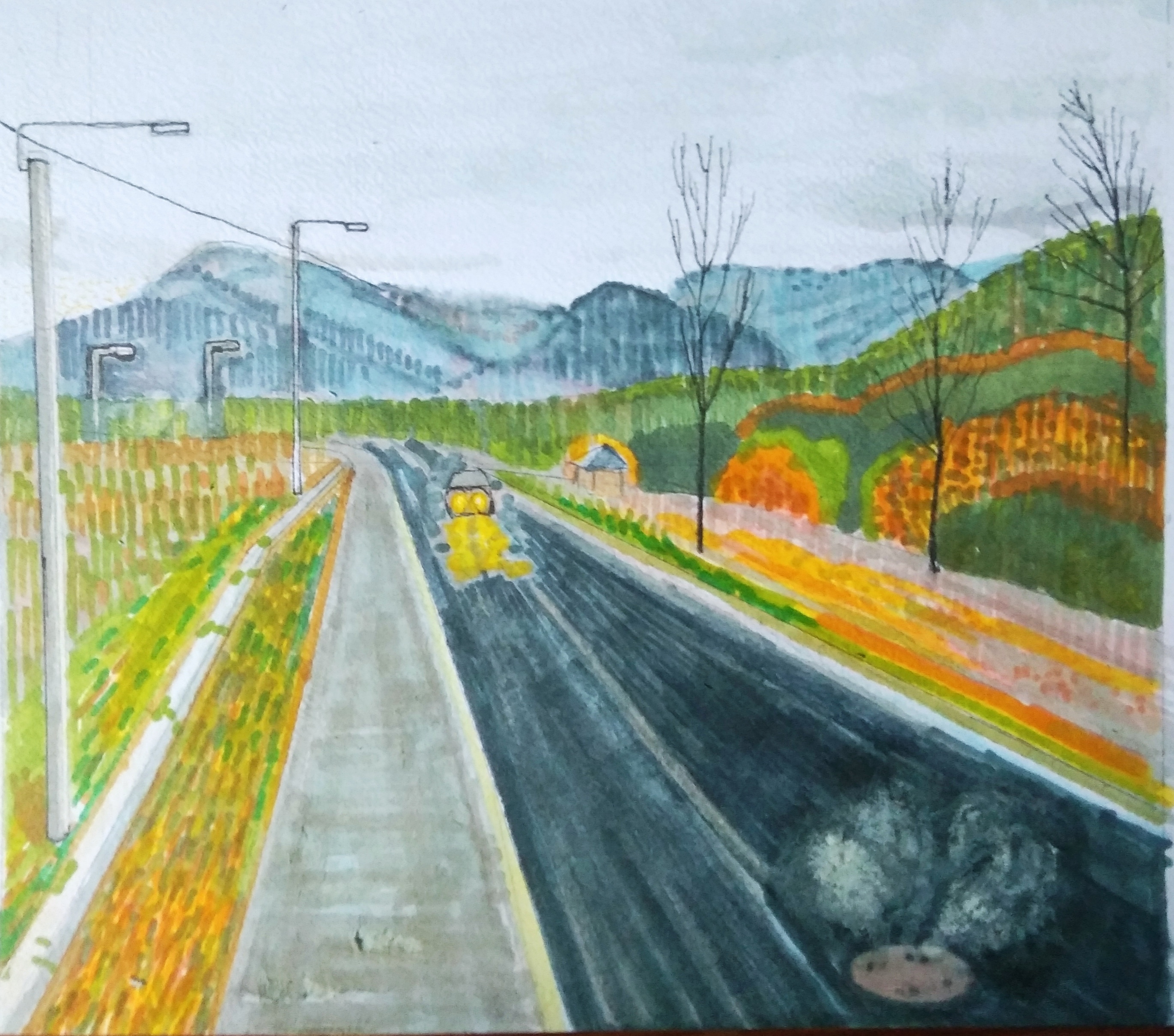 Pod Dębowcem_2024_21x29,7 cm_marker i cienkopis na papierze