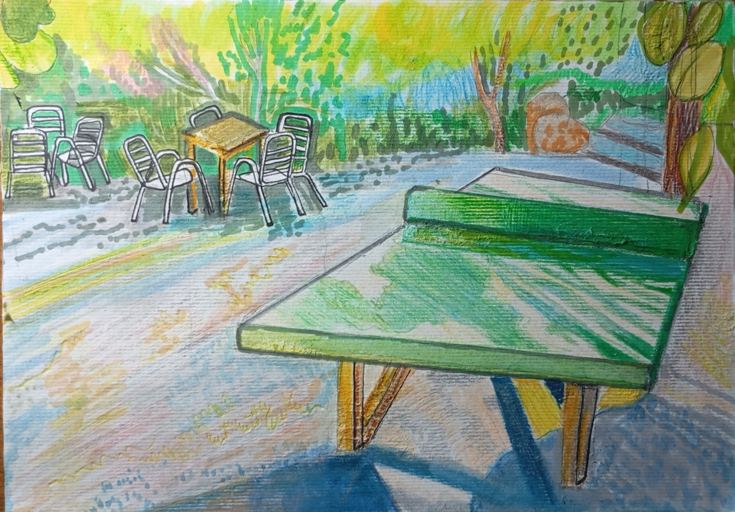 cafe LaFare, kawiarnia, ping-pong, tenis stołowy, table tennis, światło, wibracje, chairs, natalia szymonik