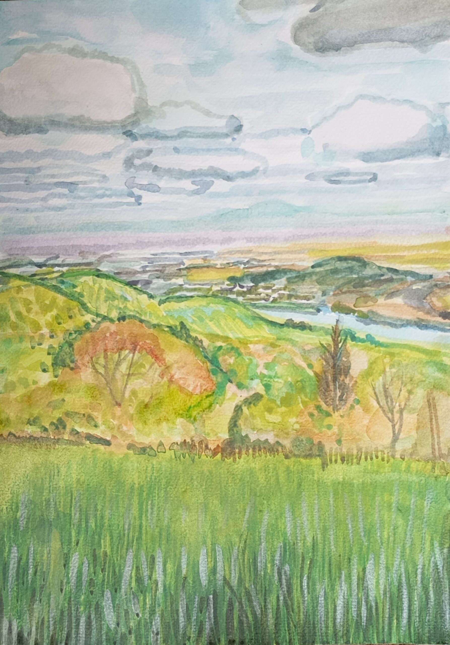 plener, plenair, view, panorama, akwarela na papierze, natalia szymonik