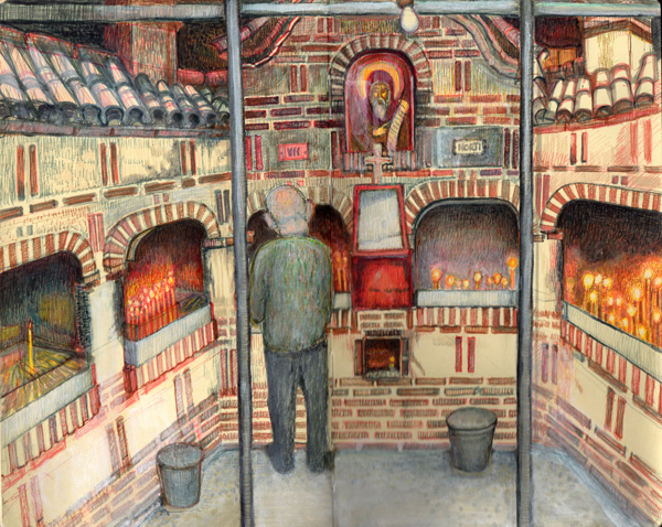 orthodox church, prayer, candles, lights, icon, natsliaszymonik art