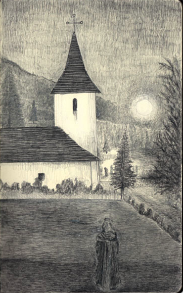 fineliner drawing, monastery, orthodox monastery, romania, nataliaszymonik art