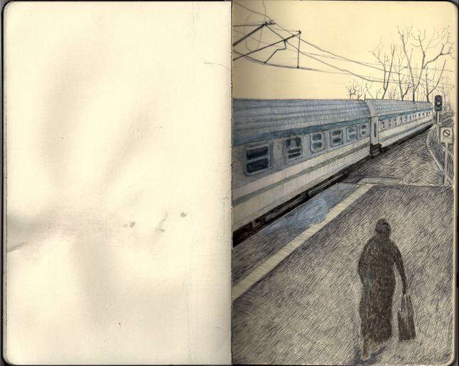 felt-tip on paper, journey, trip , droga , samotnosc