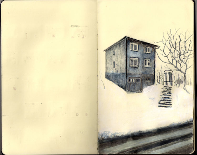 old house, stary dom, nad potokiem, brama, drzewo, zima, gate, winter, by the river, natalia szymonik