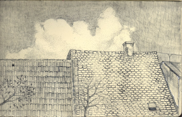 Rumunia, Romania, felt-tip pen, clouds, houses, roofs, smoke, natalia szymonik