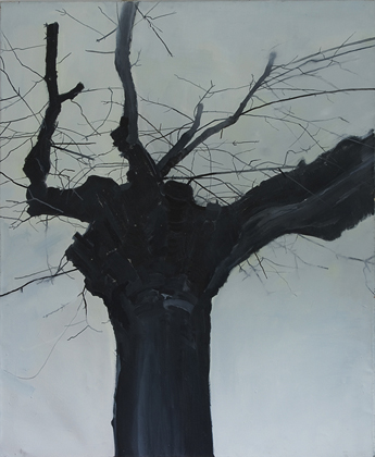 black tree, oil on canvas, natalia szymonik painting