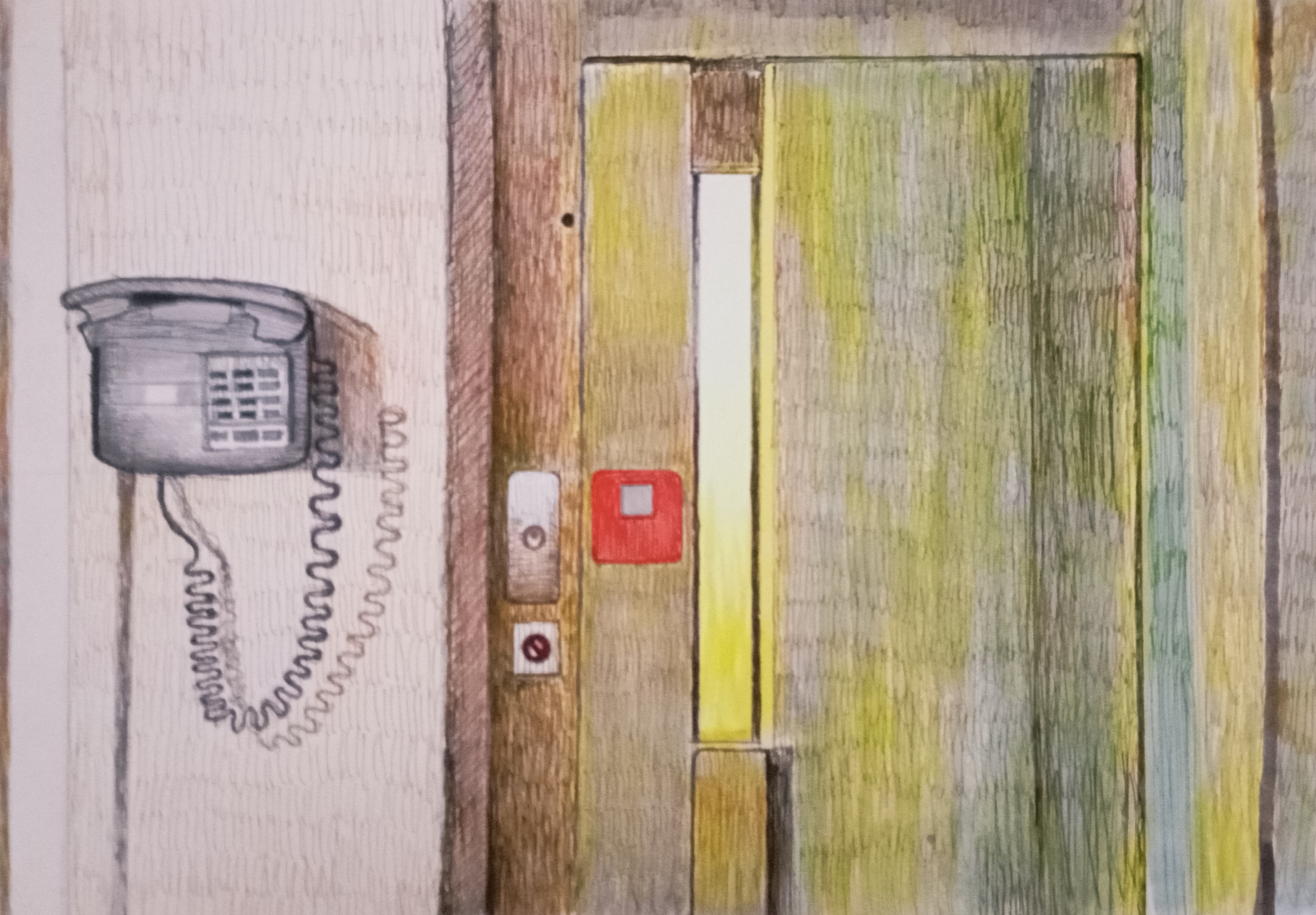 hotel, martwa natura, still life drawing, fineliner on paper